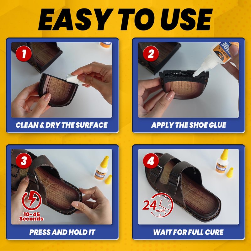 Shoe Glue Sole Repair, Heavy Duty Super Glue for Shoes Boot Sneakers Heels Waterproof, All Purpose Instant Cyanoacrylate Adhesive for Leather Rubber Bottom Soles Handbags, Flexible and Quick Dry