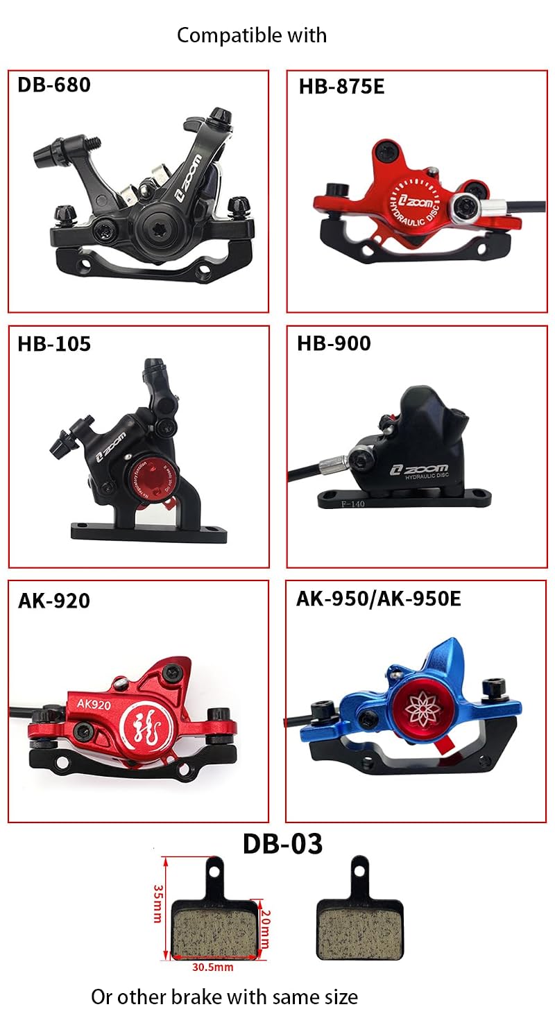 Brake Pads for Zoom DB-680, HB-875E, HB-105, HB-900, AK920, AK950/AK950E – 2 Pairs