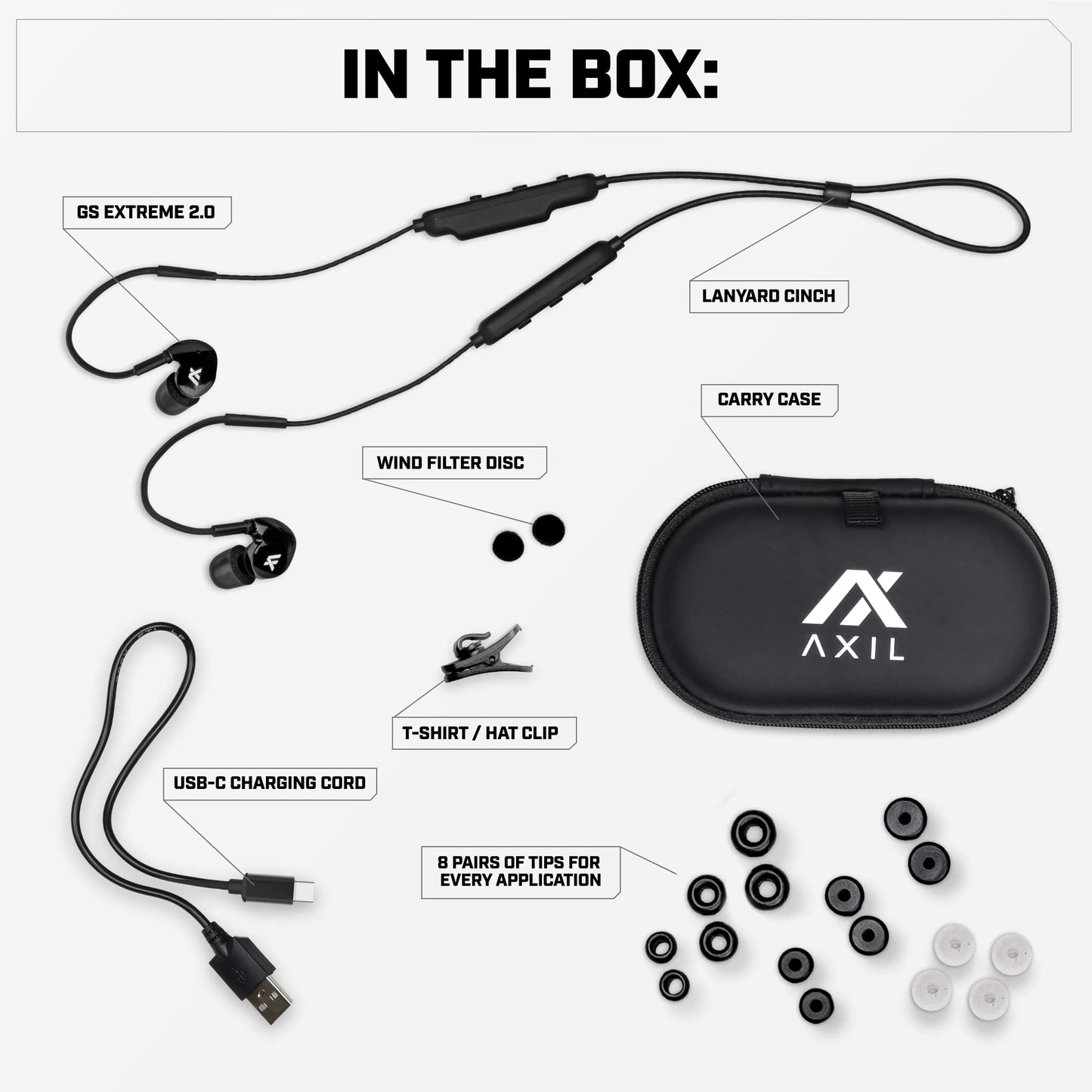 Axil GS Extreme 2.0 Shooting Ear Buds – Hearing Enhancement & Noise Isolation Bluetooth Earbuds – w/Dynamic Speakers – 25-Hour