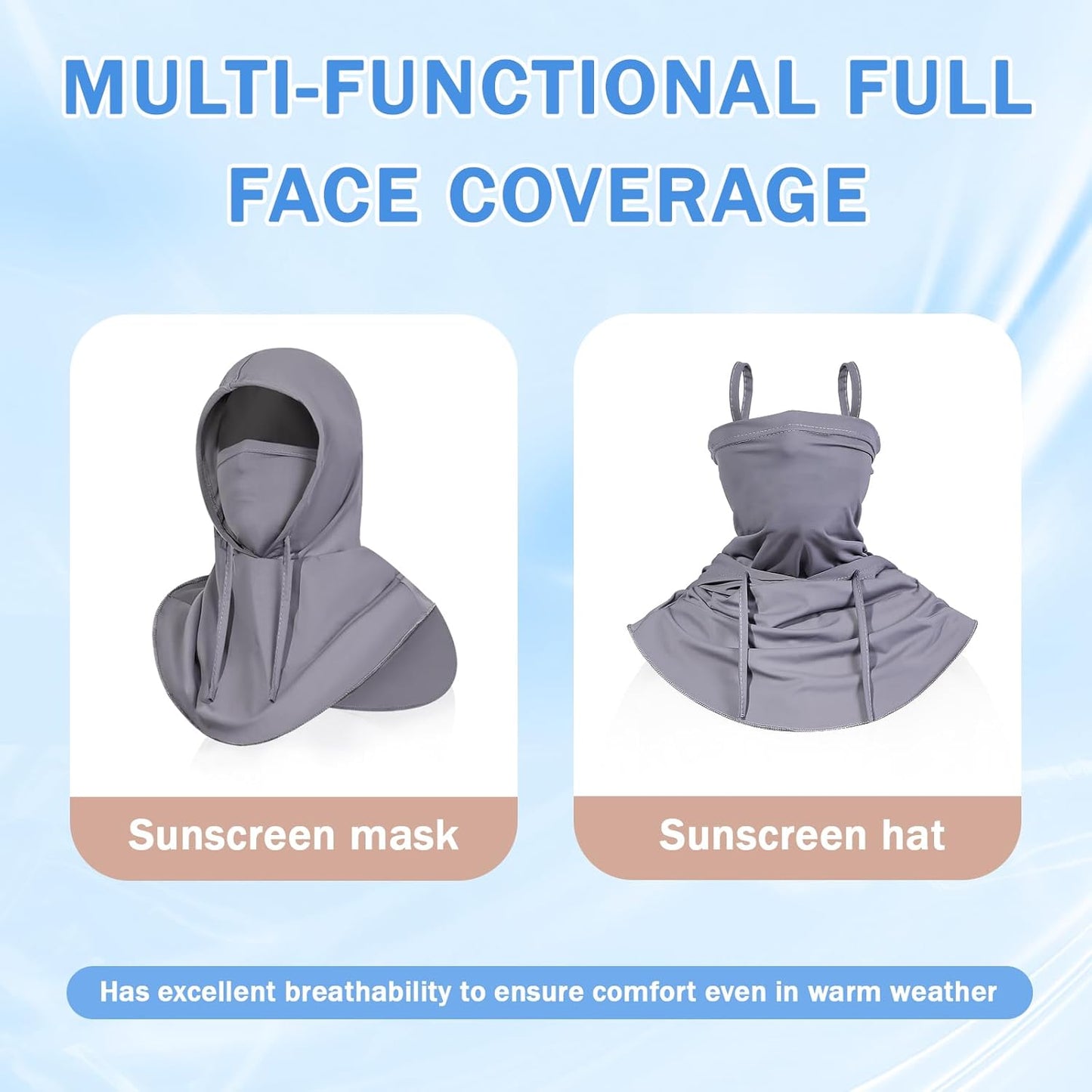 3 Pack Summer Balaclava Sun UV Protection Hood Breathable Full Head Mask Face Cover for Men Women Motorcycle Cycling Fishing