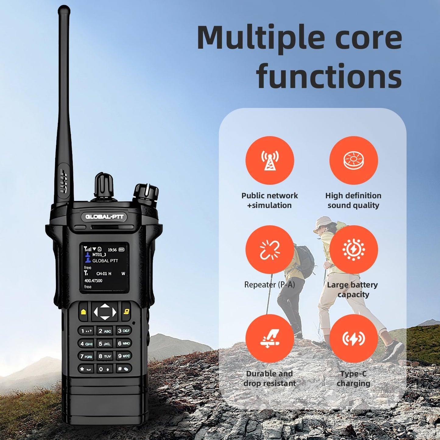 2-Pack 4G LTE PoC and Analog Two-Way Radios, Dual Band UHF/VHF 10w Power Unlimited Nationwide Range Walkie Talkie - Included 1-Year Data Plan (5288 Plus)