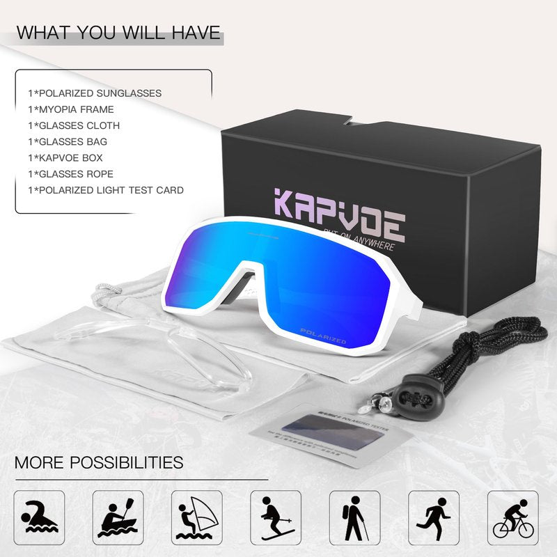 KAPVOE Polarized Cycling Glasses Sports Sunglasses, UV400 Running Fishing Baseball Glasses for Men Women K62