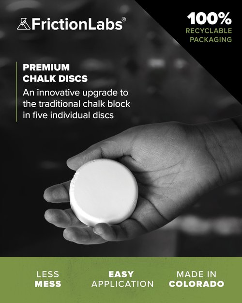 Friction Labs Chalk Discs - Premium Gym Chalk Blocks for Rock Climbing, Weight Lifting, Gymnastics, & Bowling - Moisture Absorbing Gym Chalk- 5 Individual 0.85oz Block Chalk Discs