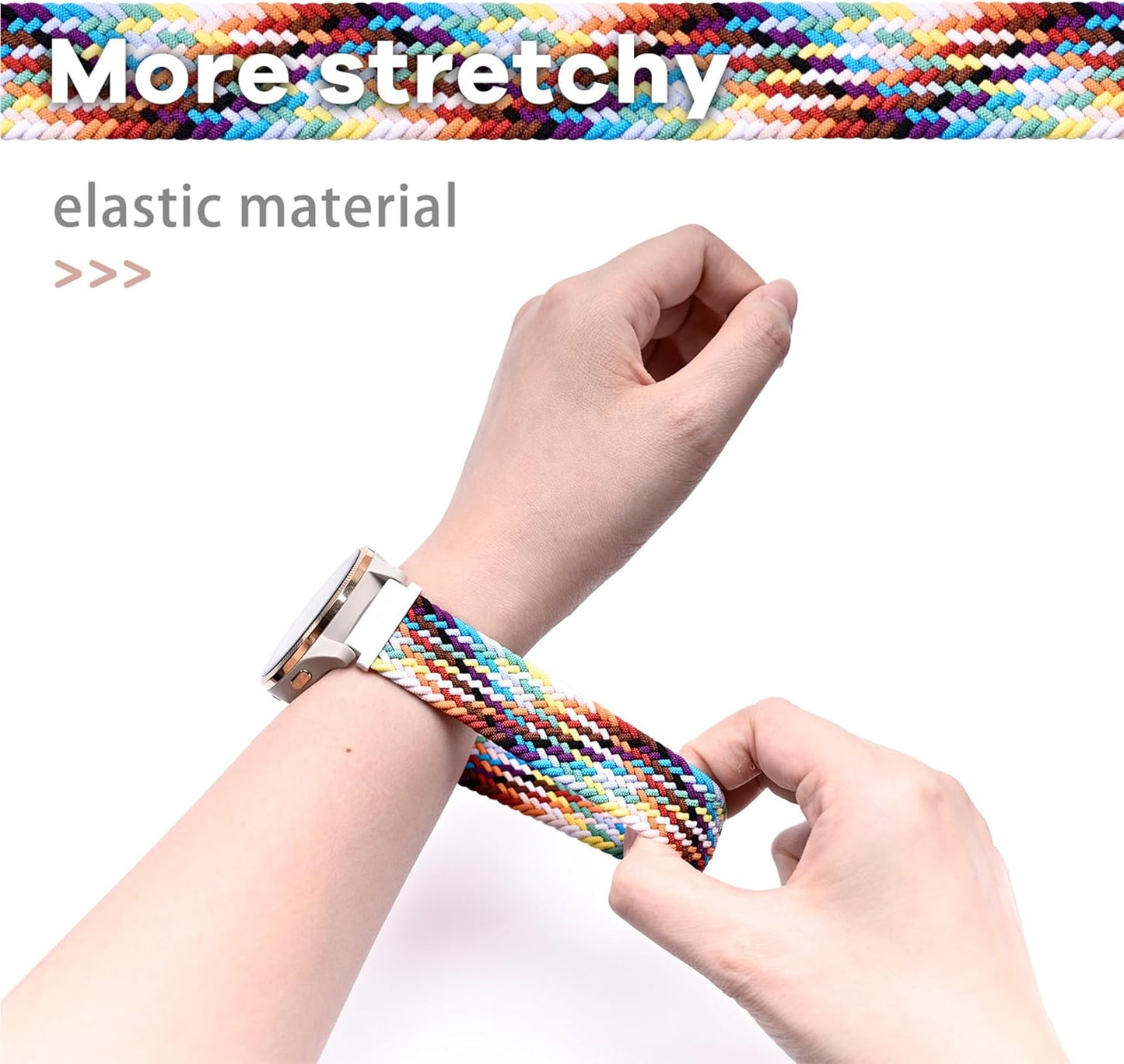 20mm Magnetic Braided Nylon Band Compatible With Garmin Vivoactive 6/Vivoactive 5/3/3 Music Watch Bands, Quick Release Stretchy Strap Replacement for Venu Sq 2/Forerunner 55/165/245/645