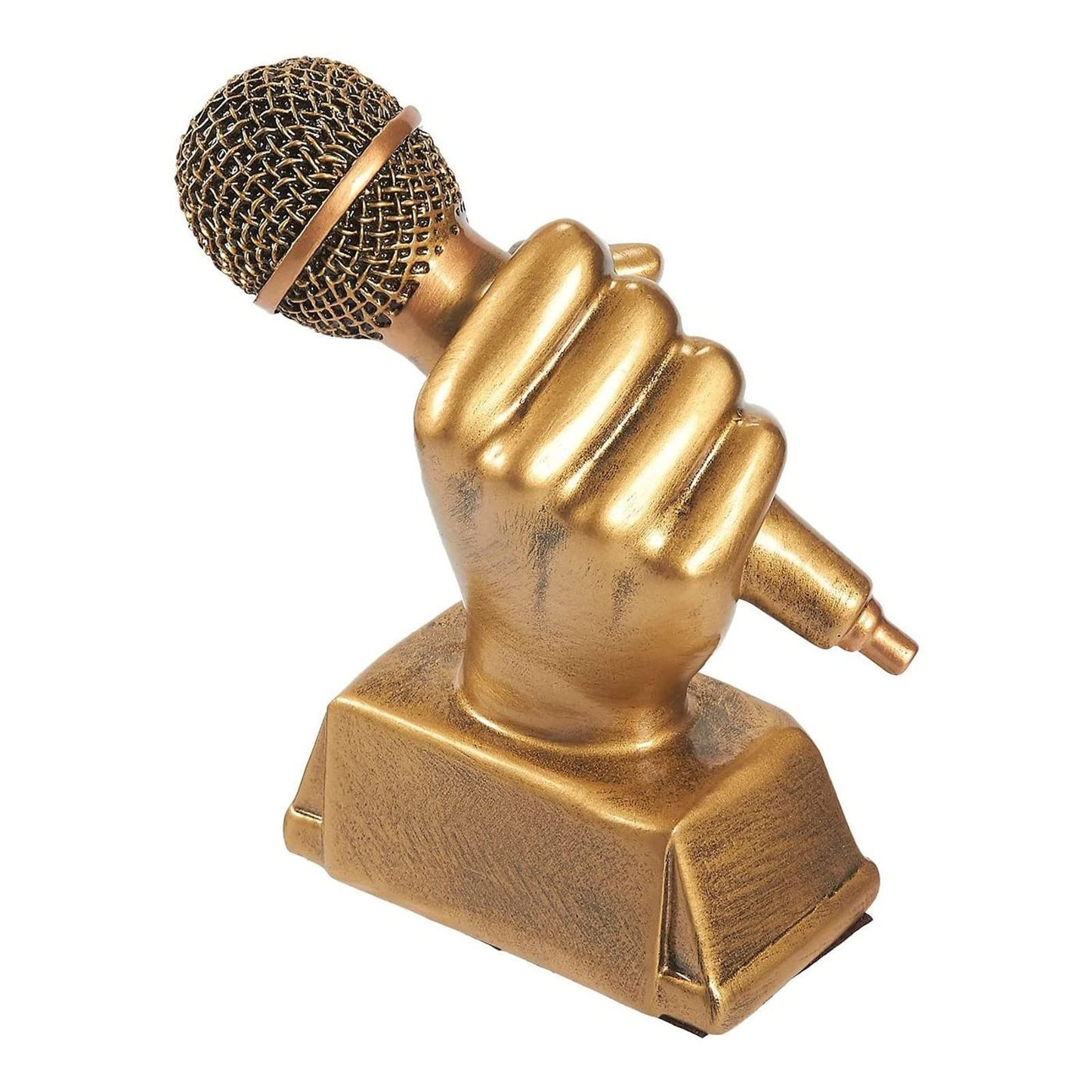 Juvale Golden Microphone Trophy - Small Resin Best Singing Award Prize for Karaoke, Lip Sync Battles, Singing Competitions, Birthday Parties (5.5x4.7x2.2 in)
