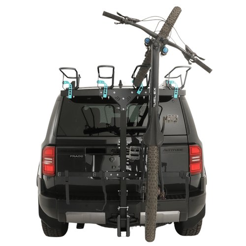 JB Racks 4-Bike Vertical Hitch Bike Rack with Free Slow Fold Strut for Vehicles with 2-Inch Class III Hitch, Easy-Load Design, Black