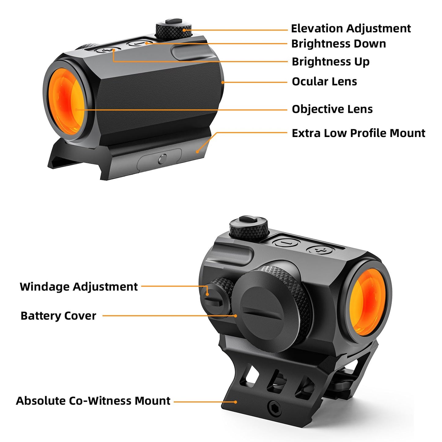 2MOA Red Dot Sight for Shotgun Motion Awake Red Dot Sight for Rifle 11 Brightness Red Dot Optics with Absolute Co-Witness Mount IPX7 Waterproof 1000G Shockproof Rifle Scope for 20mm Rail Mount