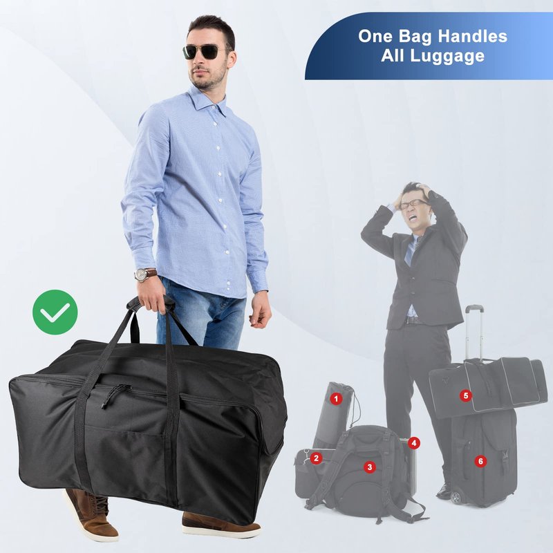 Extra Large Travel Duffle Bag - Heavy Duty Sports Gym Equipment Bag for Traveling & Camping (Black, 32.6-Inch)