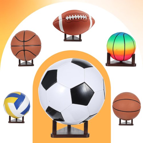 MBAIYO Wooden Basketball Stand, Walnut Wood Ball Holder for Basketball Football Display Stand for Soccer Volleyball Bowling Ball Or Home Decor