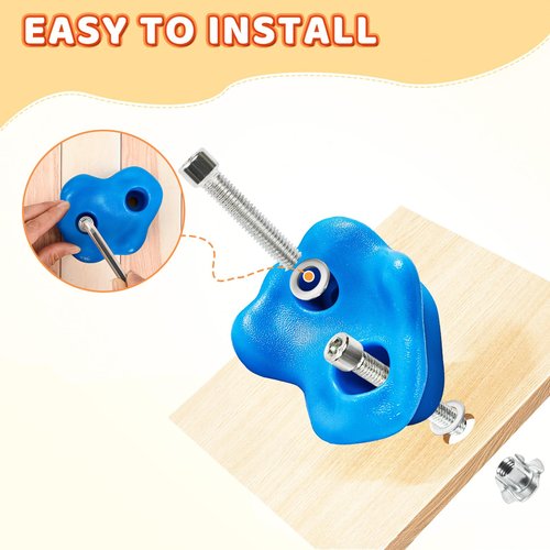 25Pcs Rock Climbing Holds for Kids Adults, Colourful Rock Wall Climbing Holds with 2 Handles, Large Pig Nose Shape Grips for Indoor Outdoor Playground-Mounting Hardware Kit Included
