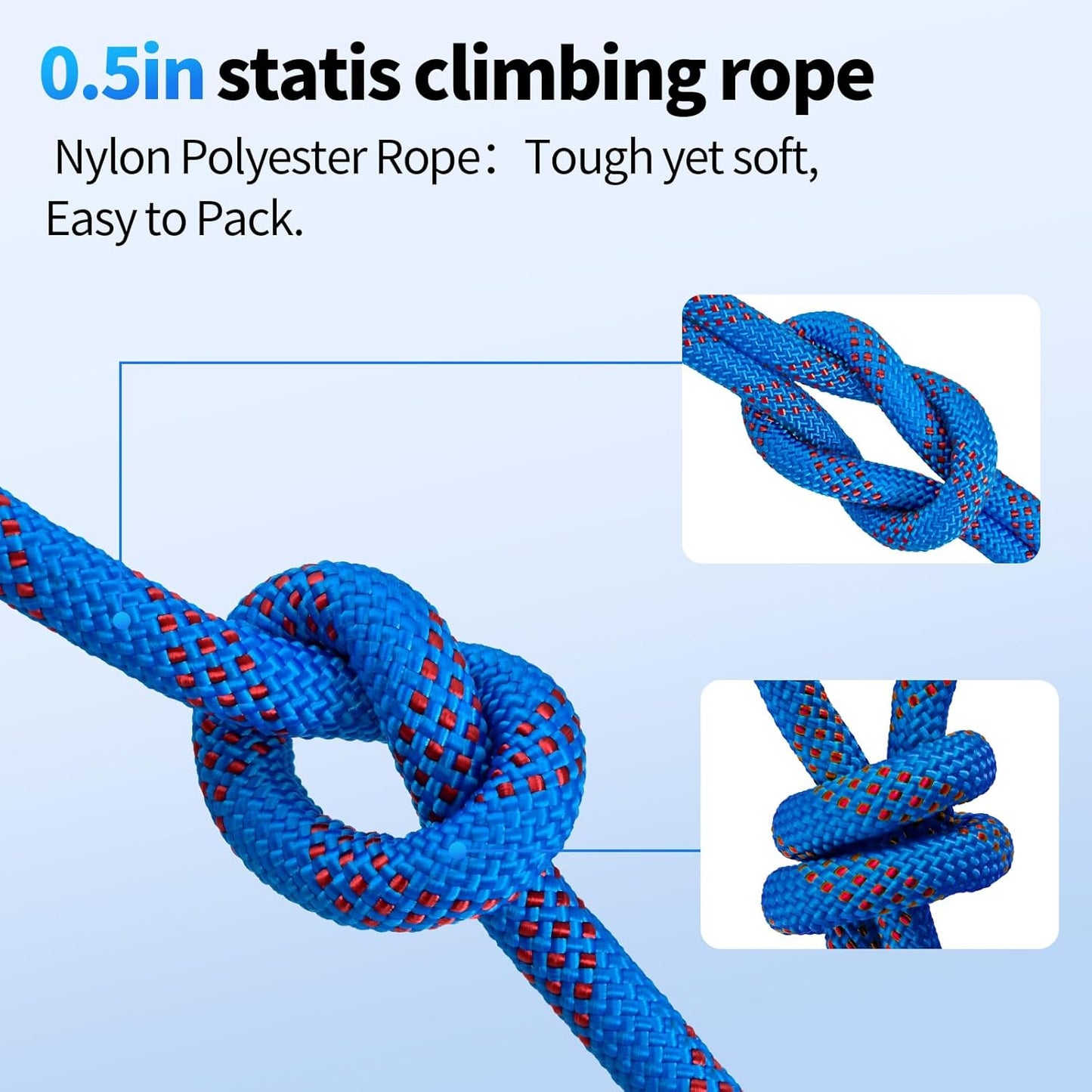 150Ft 1/2 Inch Heavy Duty Climbing Rope - for Tree Swing, Pulling, Outdoor & Gym Use (Red)