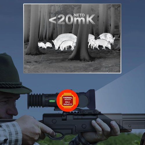 oneleaf.ai 12um 640x512 Thermal Scope, 50mm Thermal Imaging RifleScope, 60Hz Refresh Rate, Thermal Scope with with Laser Rangefinder and Ballistic Calculator-Mars MT1000LRF 50-Upgrade Version