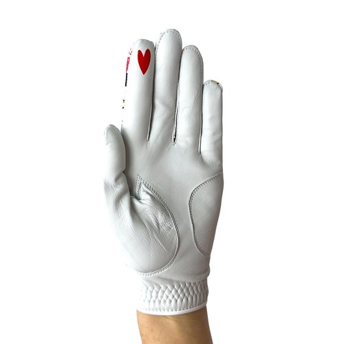 Hand Candy Golf Glove – Premium Cabretta Leather – “Party Time” – Left Hand Women's Golf Glove with Matching Ball Marker (Medium)
