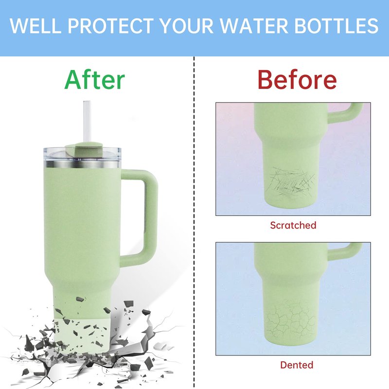 Turmaster 1Pcs Silicone Boot for Stanley 40 oz Quencher Tumbler, Silicone Cups Sleeve for Stanley IceFlow 20oz 30oz, Stanley Cup Accessories, Protective Cover for Water Bottle Bottom(Clear)