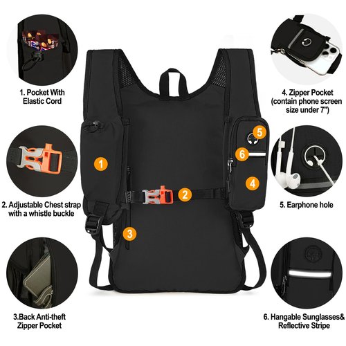 Seektop 15L Small Hiking Backpack for Women Men, Foldable Packable Backpack with Phone Pocket, Lightweight Travel Daypack for Hiking Camping Outdoor (Black)