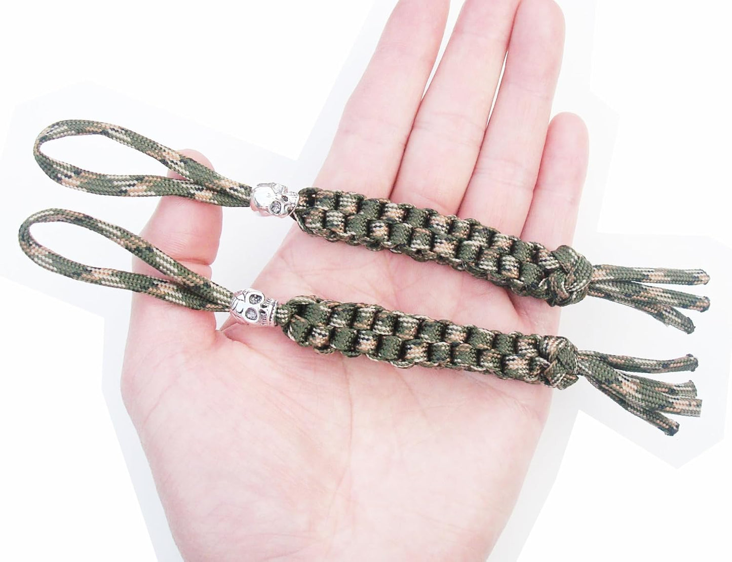 2 pcs Paracord Braided Knife Lanyards with Beads,EDC Tactical Lanyard for Knife,Replacement Line for Outdoor Survival, Camping Cord