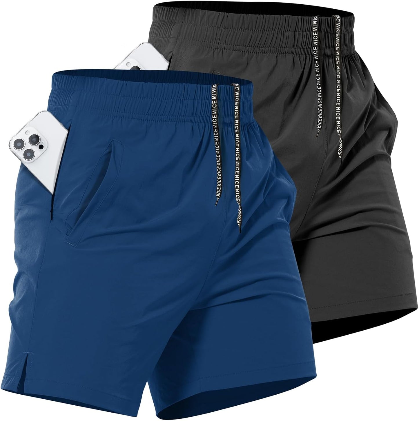 2 Pack Mens Athletic Workout Shorts 7 Inch Quick Dry Gym Shorts with Pockets, Sports Tennis Running Shorts for Men