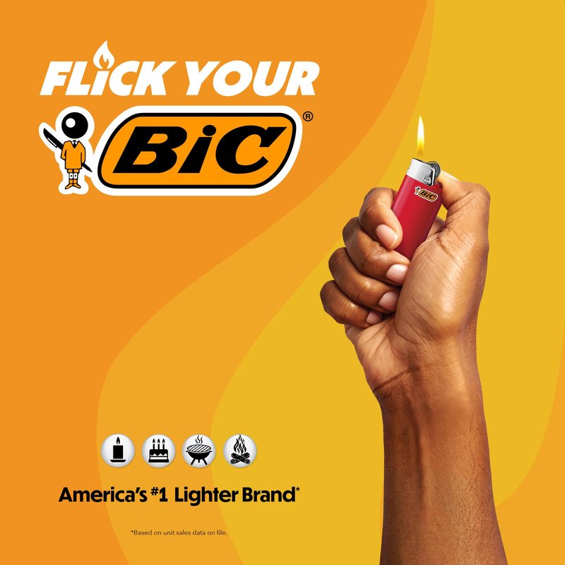 BIC Maxi Pocket Lighters, Safe and Reliable, Long-Lasting Pocket Lighters for Everyday Use, All-Black, 8-Pack