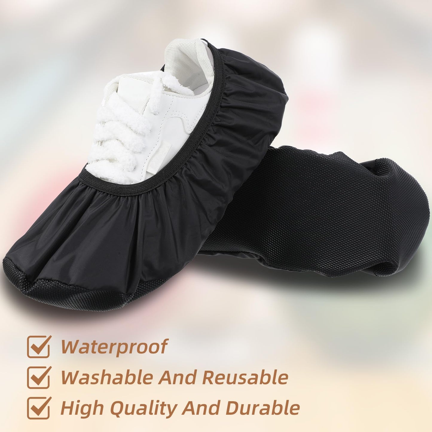2 Pcs Washable Shoe Covers Reusable Bowling Shoe Covers Bowling Polyester Shoes Cover Protector Accessories for Men Women Sports Game Supplies Indoor Bowlings Enthusiasts Black Size 14.5× 5.1 Inches