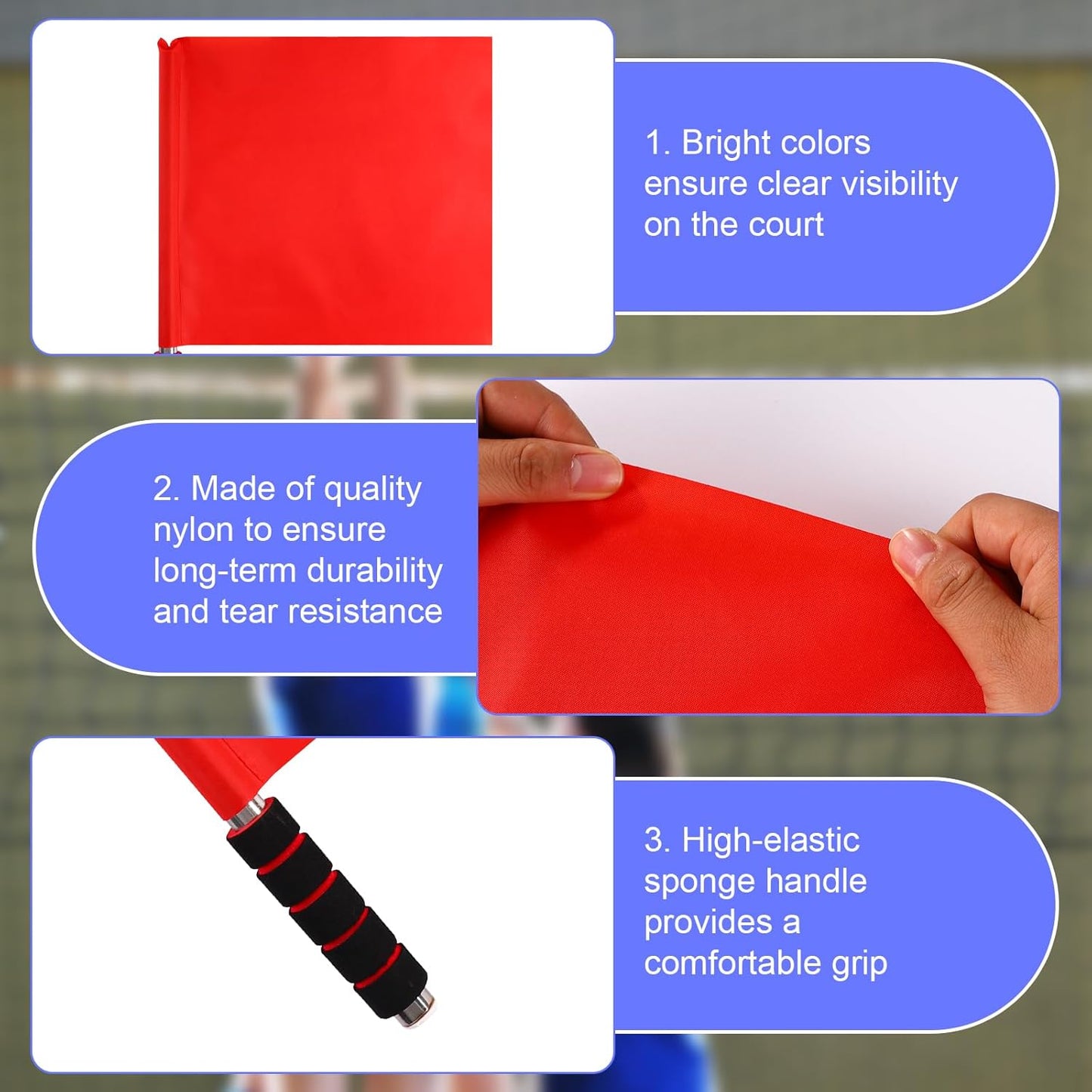 2pcs Volleyball Flags Line Judge, Lightweight Red Volleyball Referee Flags with Comfortable Handle for Sport Events Ergonomic Officiating Equipment with High-Visibility Colors
