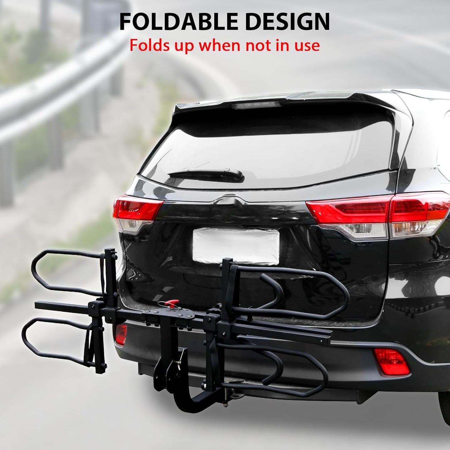2 Bike Rack Hitch Mount Platform Style for Cars Trucks SUVs, 160 lbs Capacity Smart Tilting Folding Bicycle Car Racks Fits Electric Bike with Up to 5" Fat Tires, 2" Receiver