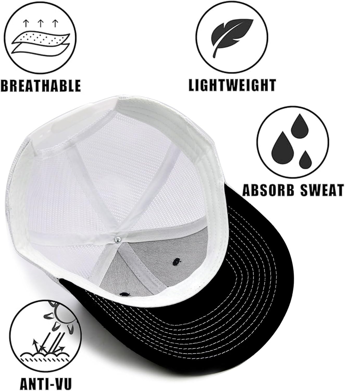 2-Pack Breathable Mesh Snapback Trucker Hats, Adjustable Baseball Caps for Men Women, Cotton-Poly Twill Outdoor