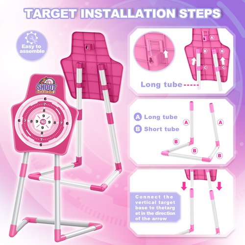 Bow and Arrow Toys for 5 6 7 8 9 10 Years Olds Girls, Archery Set Includes 2 Super Bow with LED Lights, 20 Suction Cups Arrows,Archery Set with Standing Target,3 Target Cans,Gift for Kids