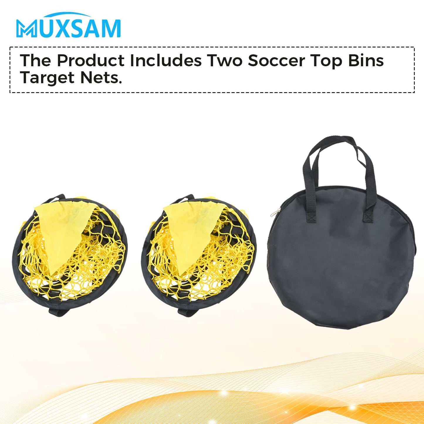 2Pcs Soccer Top Bins Target Net, 45cm/17.7in Yellow Fold-able Football Training Bag, Football Target Goal Net, Top Corner Target Net Goals for Kids Shootings Accuracy Practice Equipment