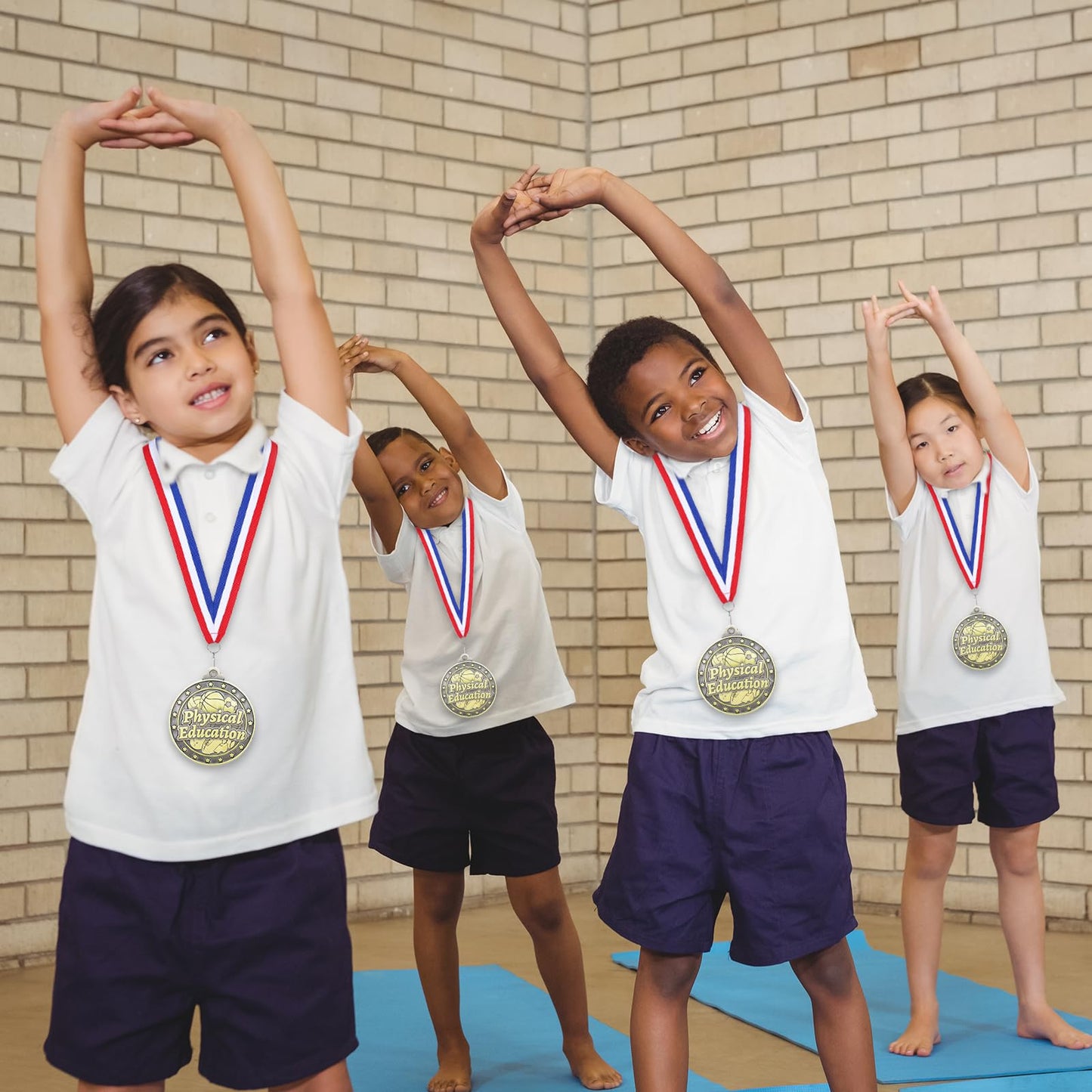 Quelay 30 Pcs 2'' Medals for Awards Winner Bulk with Neck Ribbons Metal Trophy Award Prize Gift for Kids Students Adults School Graduation Participation Competitions(Physical Education)
