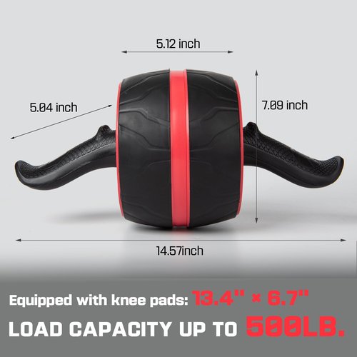 Enlarged Version Ab Roller Wheel with Knee Pad Mat,Automatic Rebound Abdominal Wheel Abs Workout Equipment,Home Gym Equipment,No Noise Ab Wheel for Men&Women Abdominal-Red