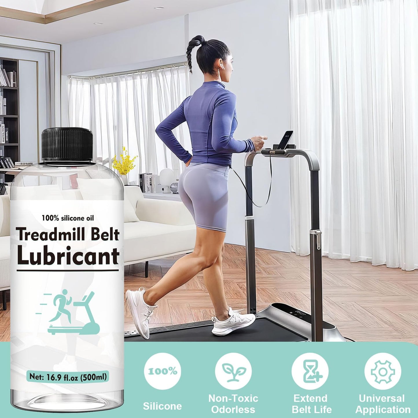INNOVAYOU 500ml Treadmill Lubricant for Belt, Resistant and Stable Treadmill Lubricant, Easy to Apply, Noise Reduction Reduce Friction, Silicone Oil for Suitable for All Kinds of Treadmills