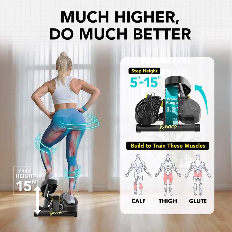 Mini Twist Stepper, Stepper Machine with 330LBS Weight Capacity, Mini Stair Stepper for Full Body Workout, Adjustable Step Height, Smooth and Quiet, Mini Stepper for Men Women