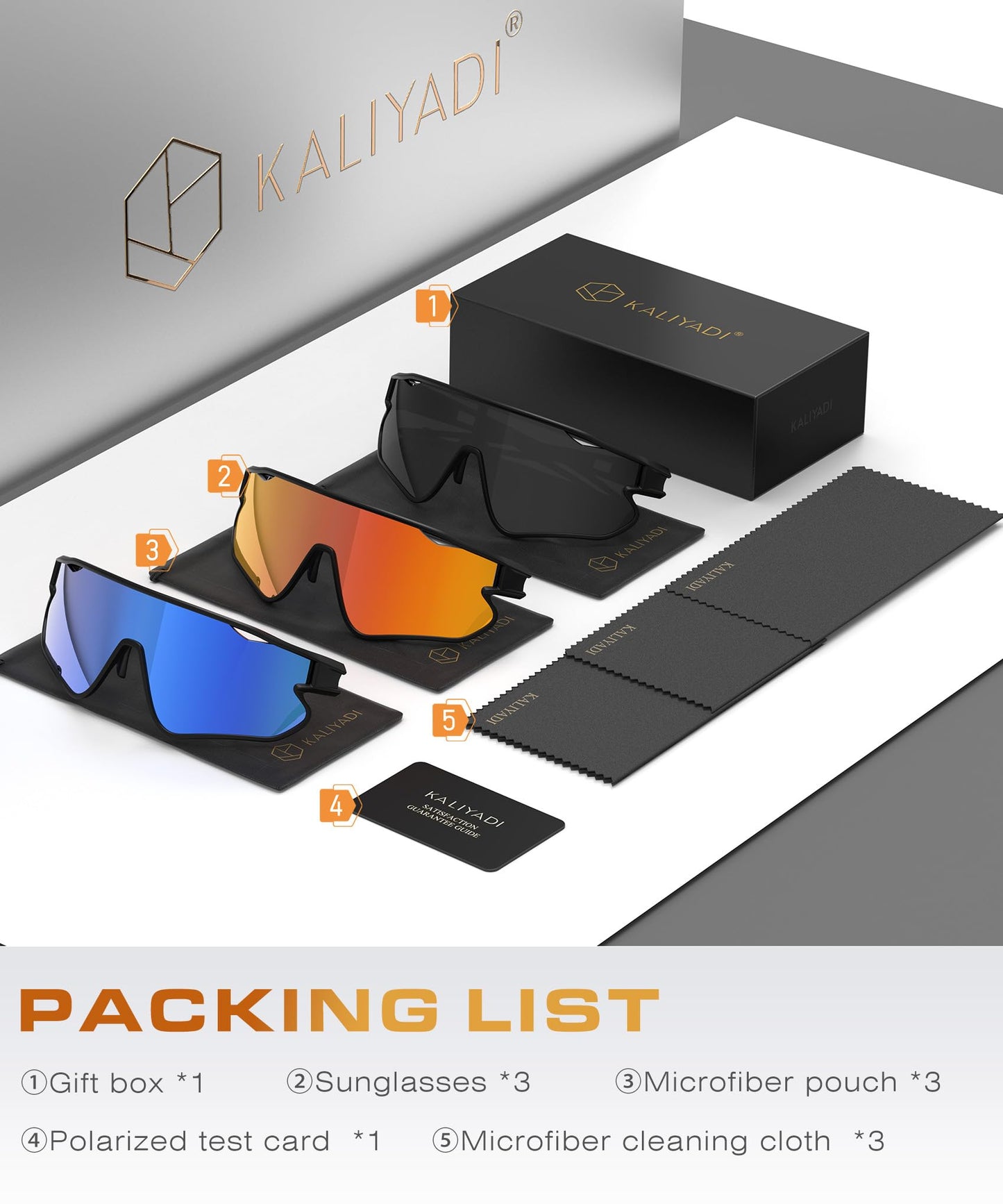 KALIYADI Polarized-Sunglasses Men Polarized Cycling-Sunglasses: Sports Sun Glasses for Running Cycling UV400 Protection