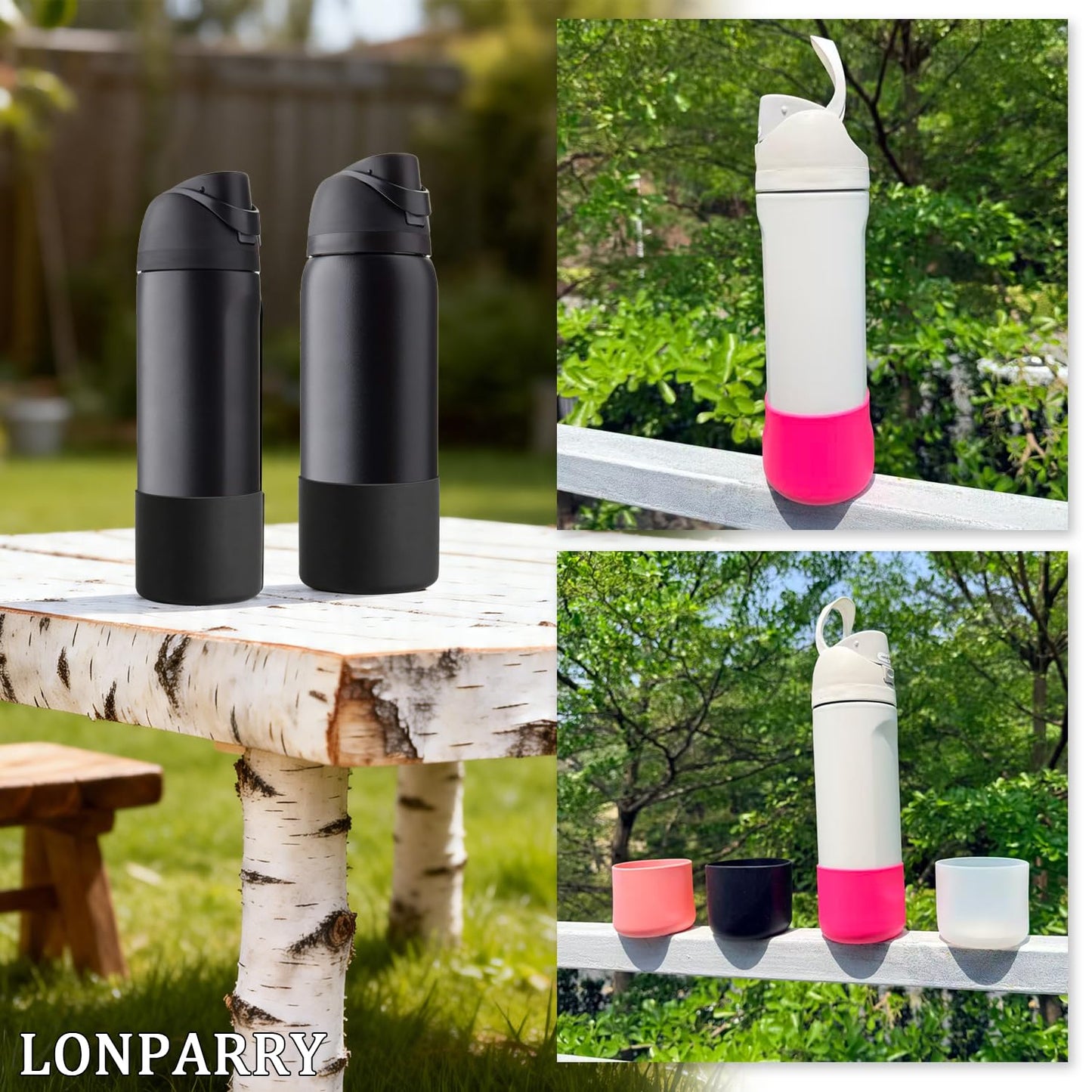 2-Pack Silicone Boot for Owala 24 oz Water Bottles, Anti-Slip Protective