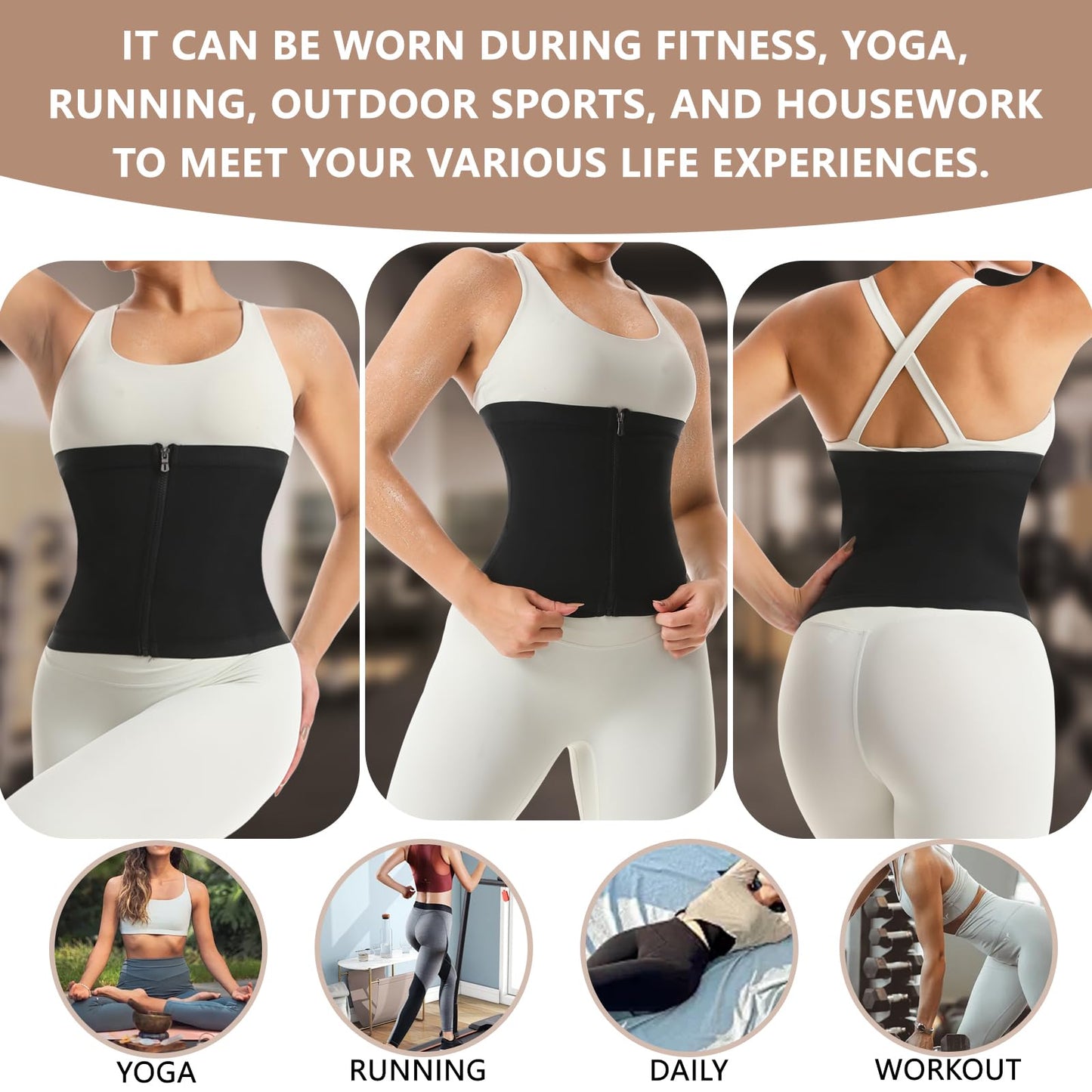 JBT Waist Trimmer for Women, Belly Fat Shaper Band Sweat Sauna Suit for Lower Belly and Workout Thermo Slimming Exercise Gear (Blue, Large)