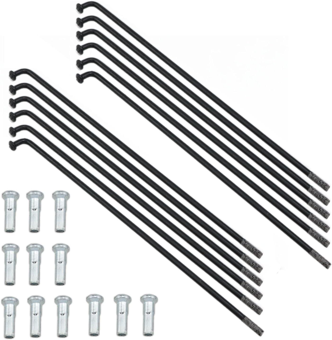 131 mm /5.16 Inch Stainless Steel Spoke Bike Spokes Bicycle Spokes 12G Spoke Black Bike Spokes Mountain/Road Bikes with 16mm Spoke Caps 12PCS
