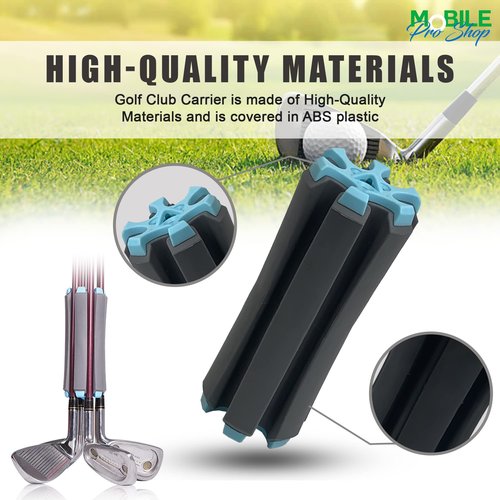 Mobile Pro Shop Golf Club Carrier with Golf Club Brush – Holds up to 6 Golf Clubs, Keeps Your Clubs Visible, Clean & Dry – Premium Quality Golf Club Holder (Grey_Turquoise)