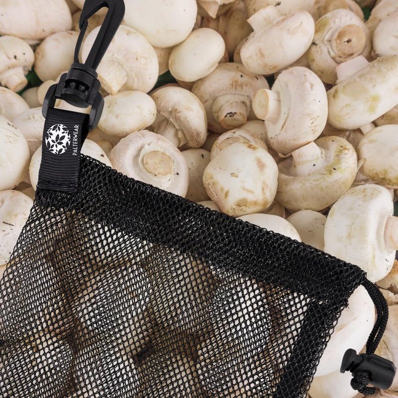 PALTERWEAR Mesh Bag with Clip and Toggle Closure (Set of 4, Black, 9 x 12 Inch) for Scuba, Scalloping, Camping, Multi-Use
