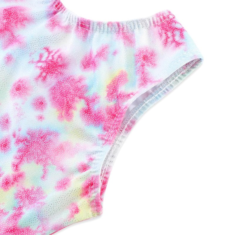 HOZIY Gymnastics Leotards for Girls 4t 5t Tumbling Outfits Tie Dye Flower Floral Biketard Pink White Blue Yellow Dance Clothing Toddlers Sparkly