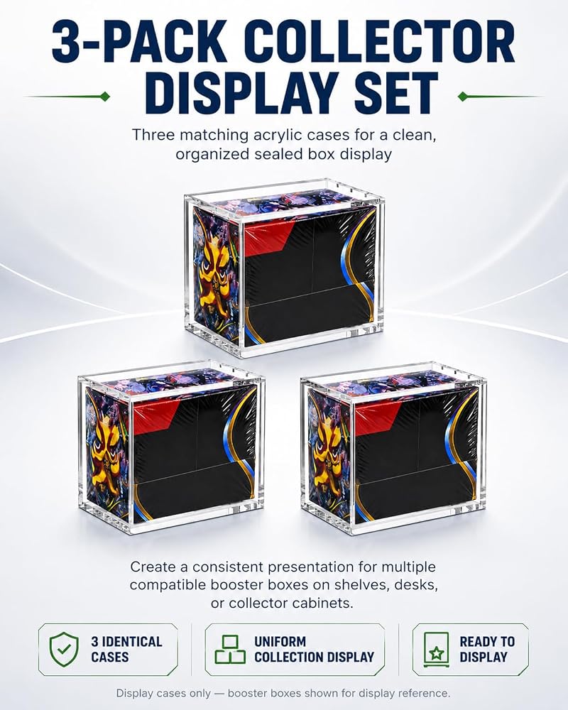 3-Pack Booster Box Case - Acrylic Display Boxes for US-Size PKMN Booster Boxes (Variation: (3-Pack)Booster Box Case)