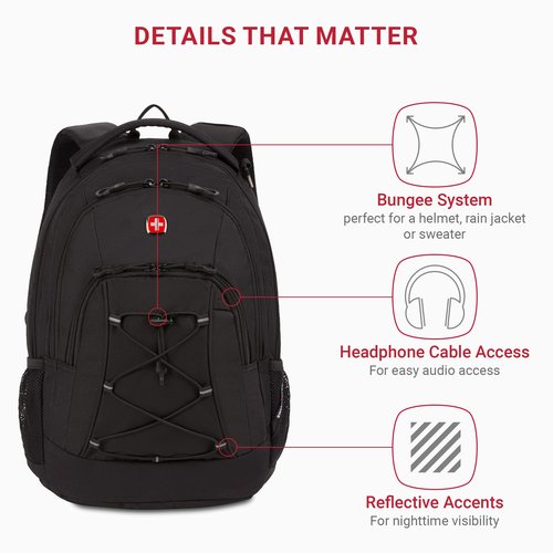 SwissGear 1186 Bungee Backpack, Black, 17-Inch