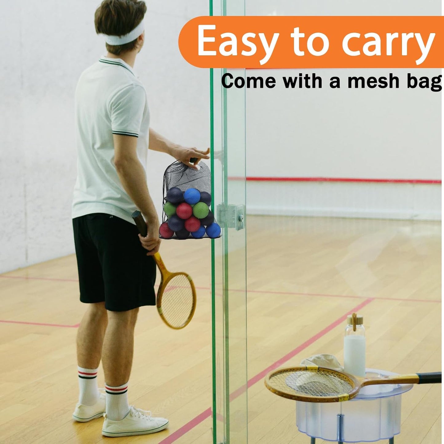 20 Pack Racquetball Multi Colored Racquetballs High Bounce Rubber Racquetballs with a mesh Bag