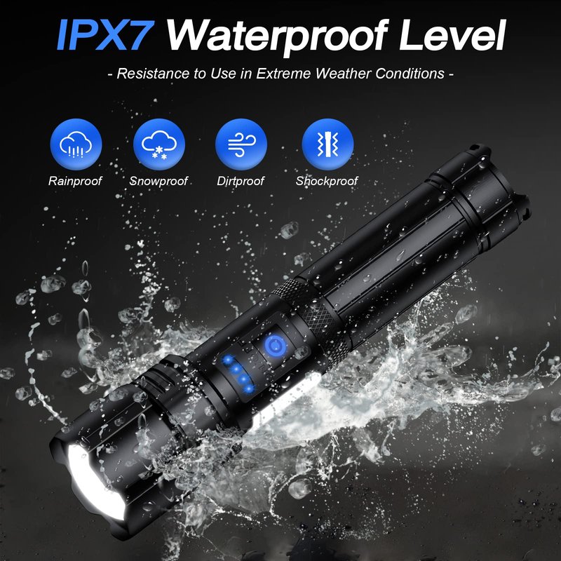 Kicoeoy Rechargeable Flashlights High Lumens, Led Flashlight 99,000 Lumens Bright Flash Light with 7 Modes, Flashlights for Camping, Home, IPX7 Waterproof (2 Pack)