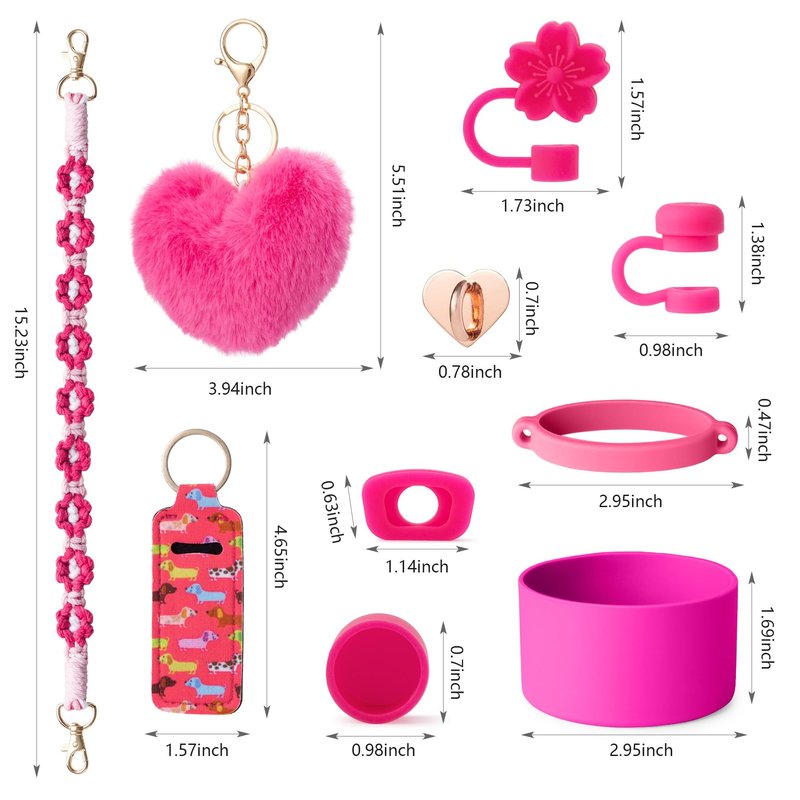Bufilea Stanley Cup AccessoriesI Bottle Handle Carrier Strap,Silicone Cup Boot, Lipstick Holder, Straw Topper & Spill Stopper Cute Decorative Charms, Accessories for Stanley Cup 40oz/30oz Decor