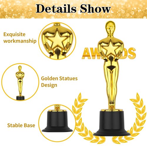 WINKIO Gold Award Trophies,6” Gold Award Statues, Pack of 6 Mini Trophies, Plastic Trophy Award for Competition,Events, Sports, Party Decorations,Award Ceremony and Appreciation Gift