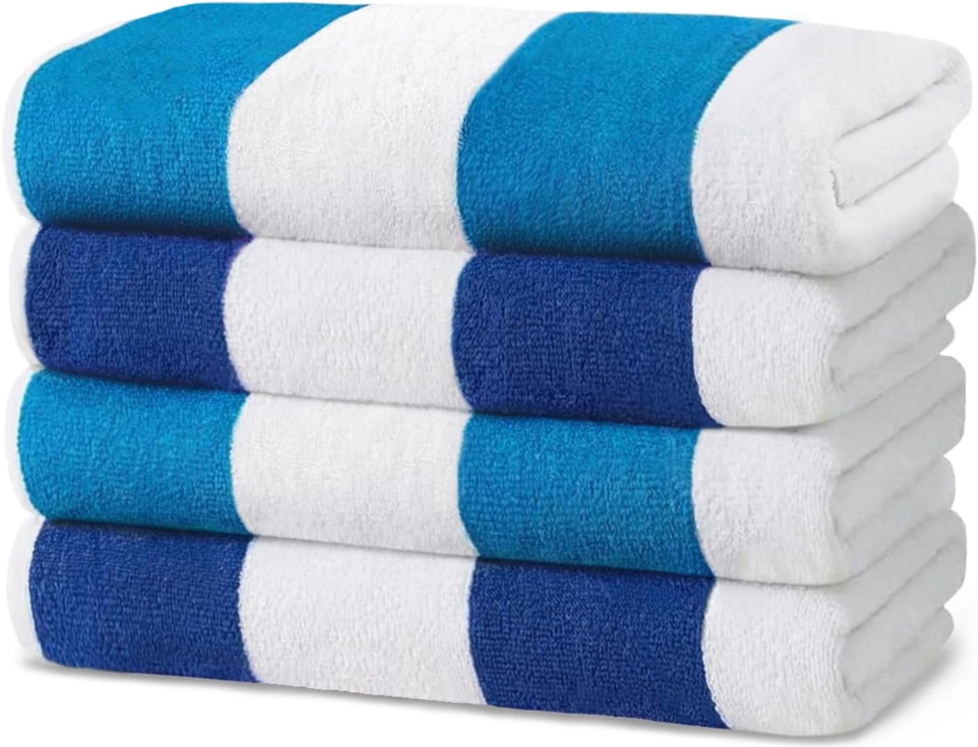 Kaufman - Large Beach Towels | 30" x 60" Terry Cabana Striped | Absorbent, Quick-Drying | 100% Cotton Thick Beach Towels (Blue & Turquoise) (2-Pack)