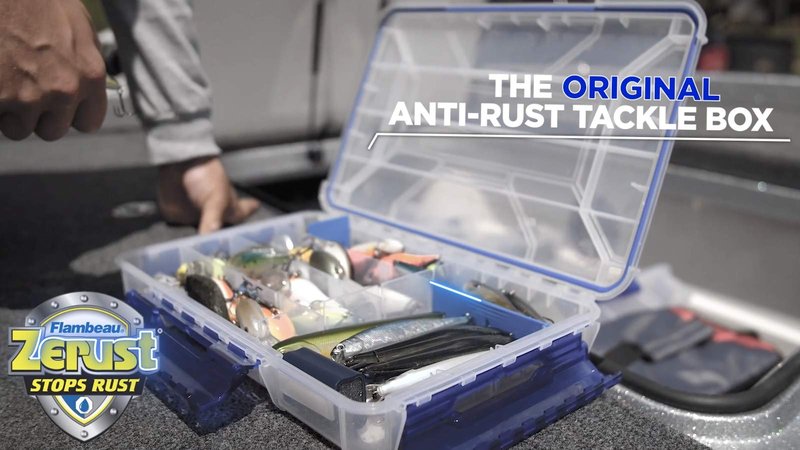 Flambeau Outdoors 4007 Tuff Tainer Fishing Tackle Box with Zerust Anti-Rust Dividers - Includes 12 Dividers, 24 Compartments, Clear Fishing Lure Organizer - 11" x 7.25" x 1.75"