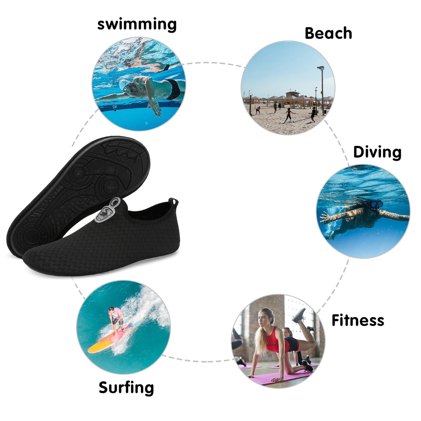 Spesoul Womens Mens Water Shoes Quick Dry Beach Swim Shoes Barefoot Aqua Socks Outdoor Sand Socks for Pool River Diving
