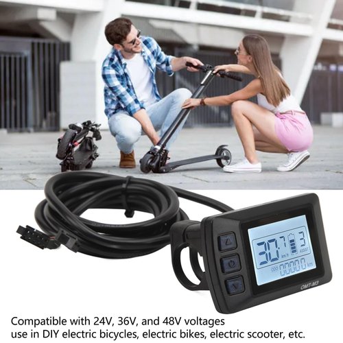 Electric Bike LCD Display Panel, 24v 36v 48v Electric Bike LCD Display Control Panel, with Sm Connector Waterproof LCD M3 Electric Scooter LCD Display