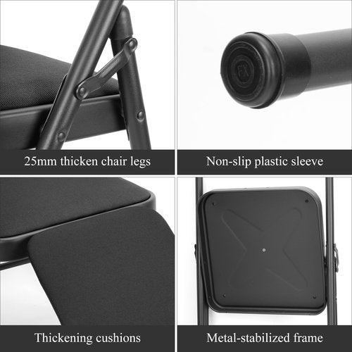 tonchean Yoga Auxiliary Chair with Lumbar Back Support Professional Thickened Foldable Balance Handstand Training Tool Abs & Core Strength Training for Seniors and Adults(Black)